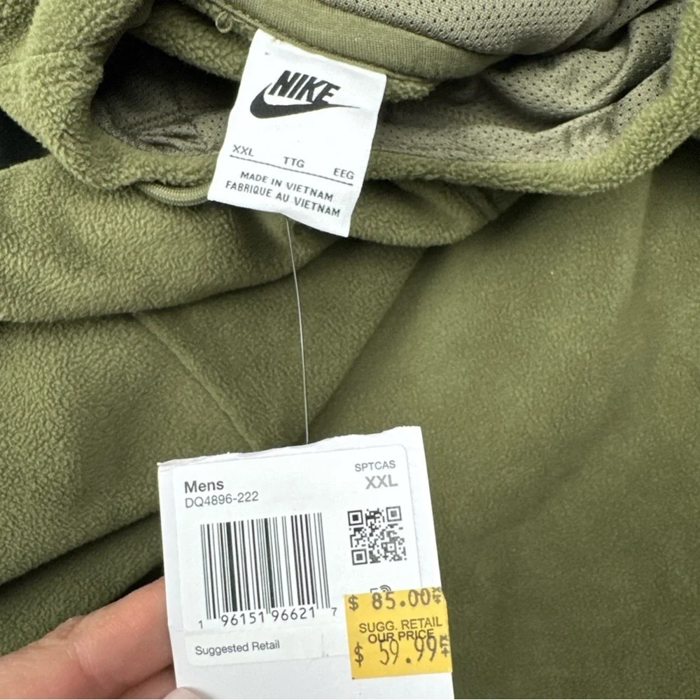 Nike Olive Green Hoodie with Black Swoosh